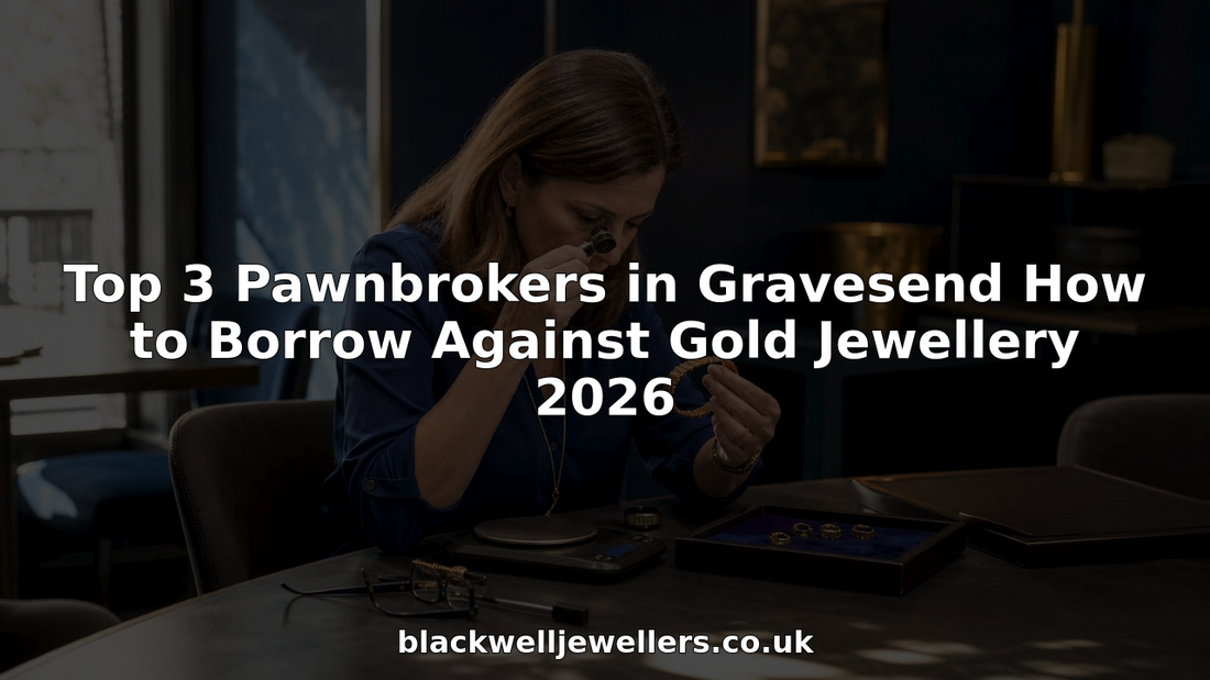 Pawnbroker appraising gold bracelet at counter