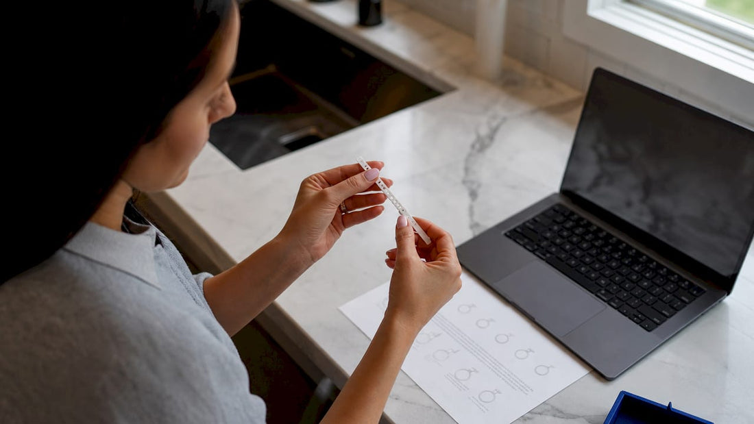 Woman measuring ring size at home