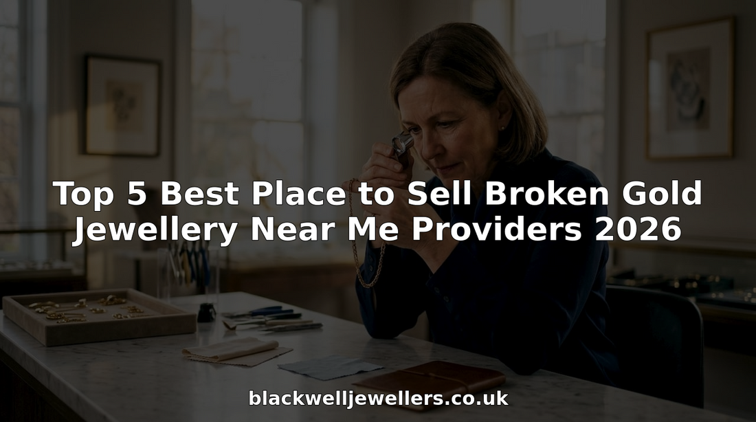 Jeweller inspecting broken gold jewellery in shop