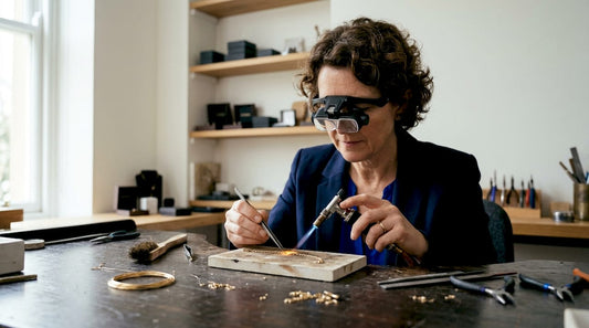 Jeweller soldering snapped gold chain link