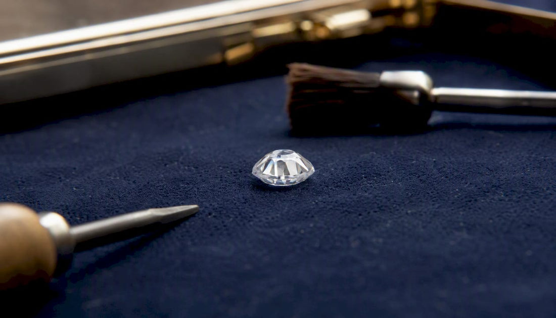 Close-up top view of rose cut diamond