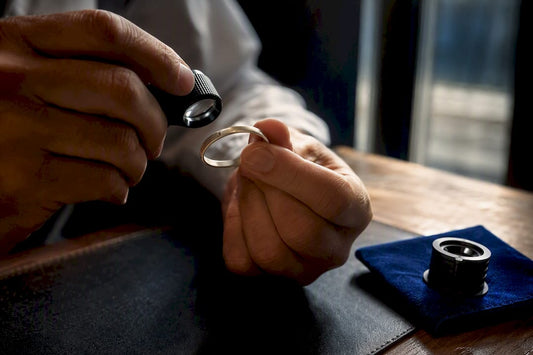 White gold ring edge showing rhodium wear