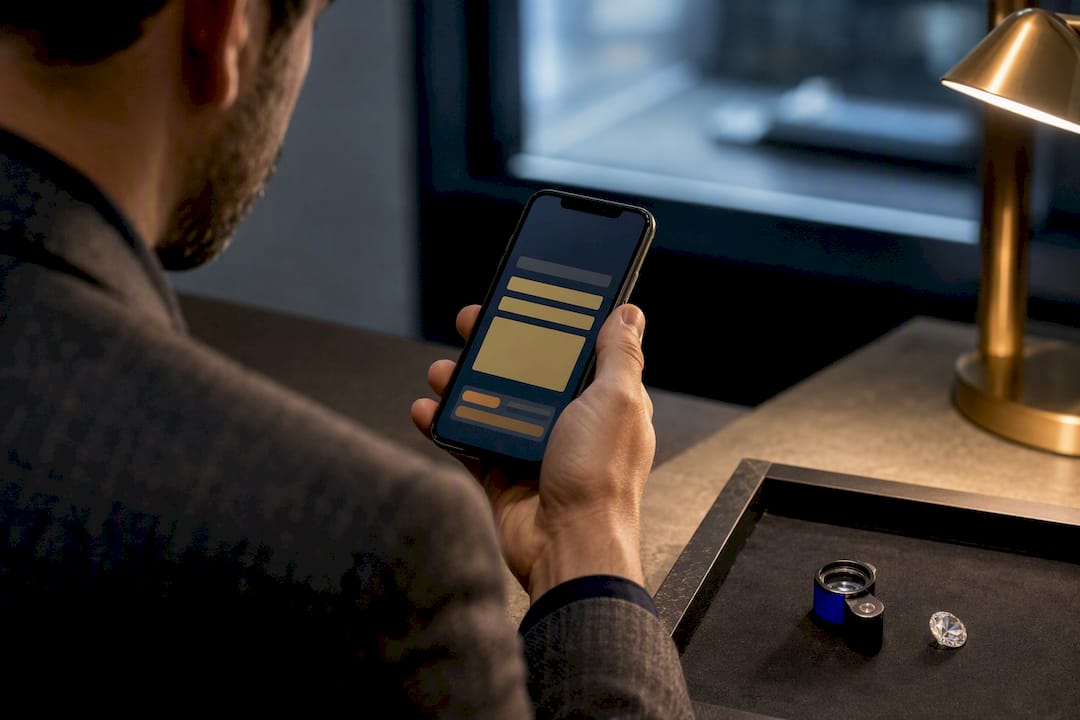 Buyer checking diamond report database