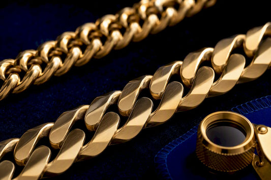 Cropped curb and Cuban bracelet link details