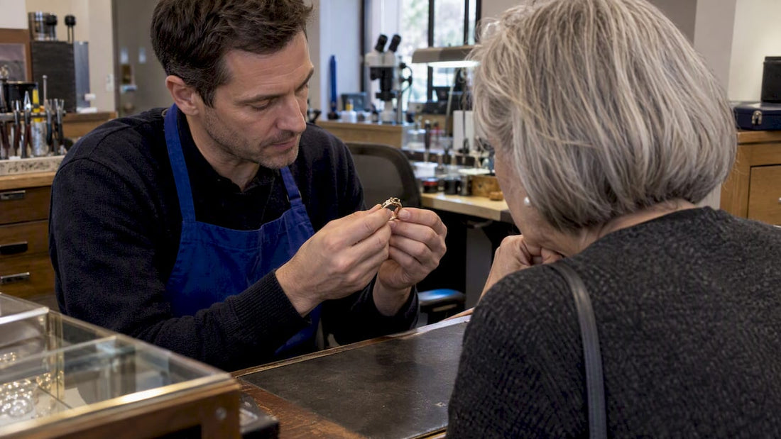 Jeweller assessing a damaged heirloom ring