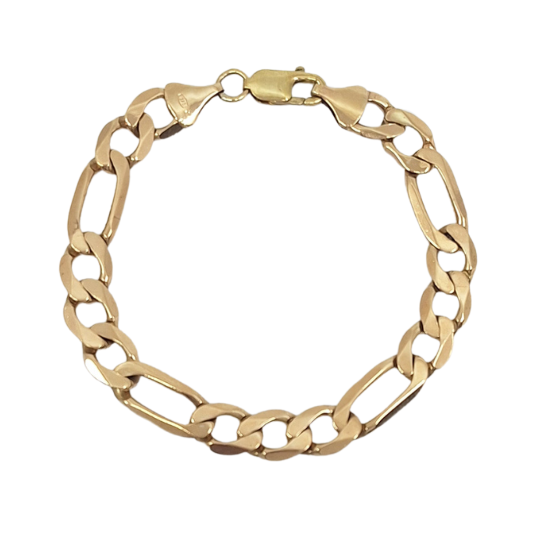 9ct Yellow Gold Figaro Bracelet 8.5"