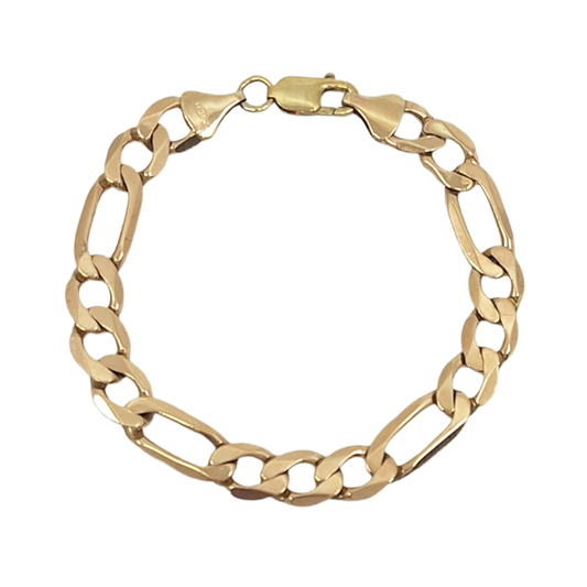 9ct Yellow Gold Figaro Bracelet 8.5"