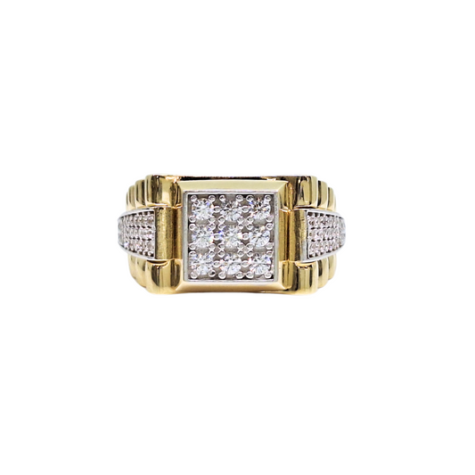 9ct Yellow Gold Cubic Zirconia Signet Ring