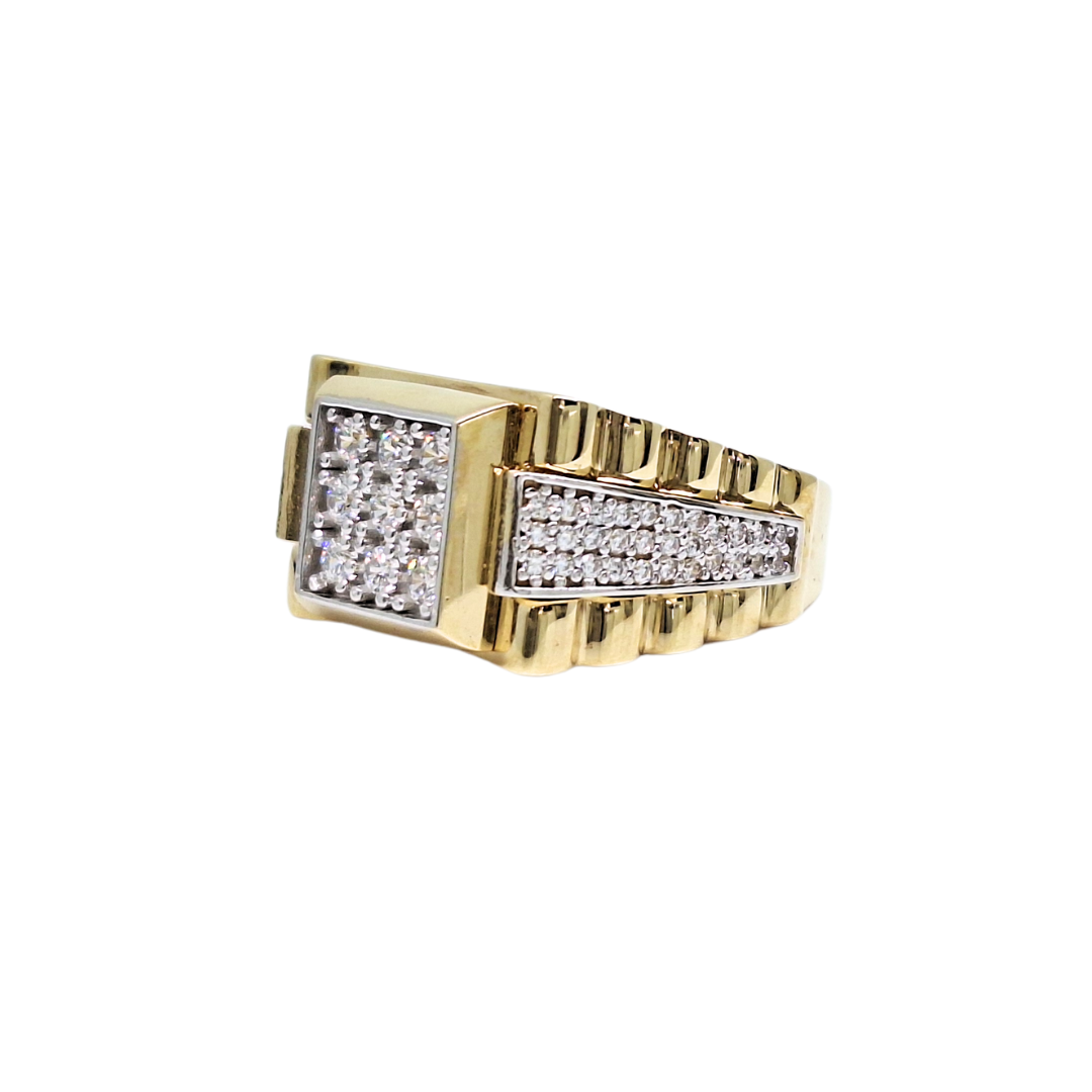 9ct Yellow Gold Cubic Zirconia Signet Ring