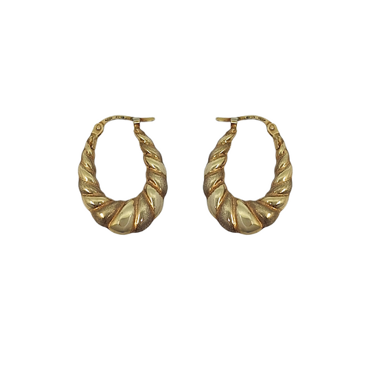 9ct Yellow Gold Oval Creole Earrings