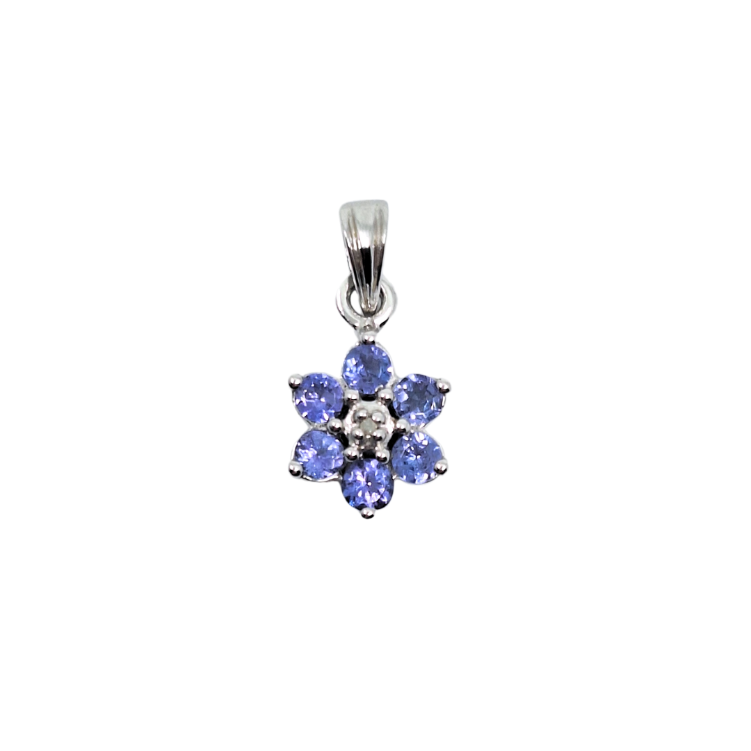 9ct White Gold Tanzanite & Diamond Pendant