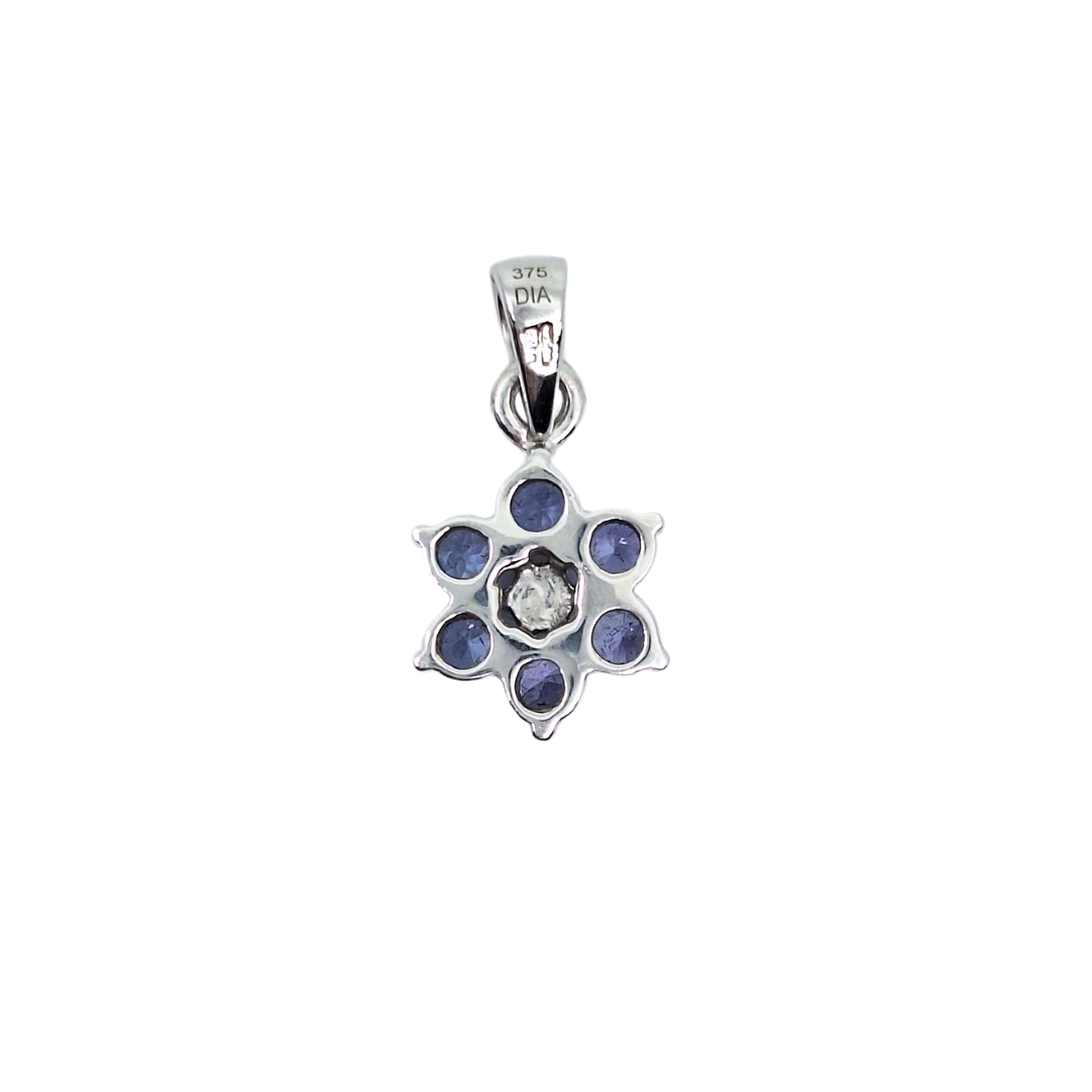 9ct White Gold Tanzanite & Diamond Pendant