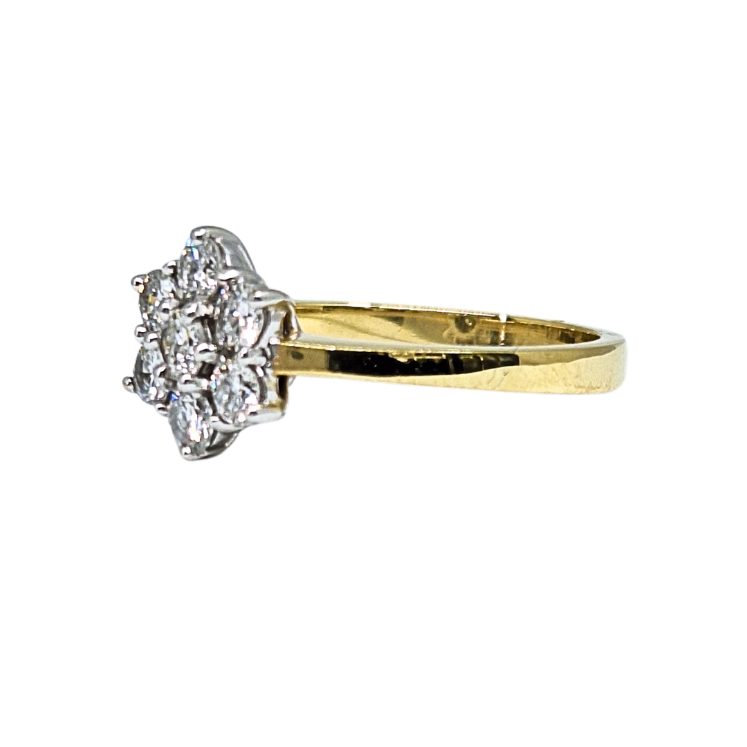 18ct Yellow Gold Diamond Cluster Ring