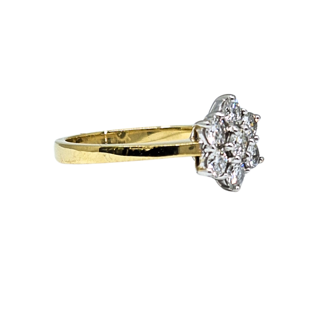 18ct Yellow Gold Diamond Cluster Ring