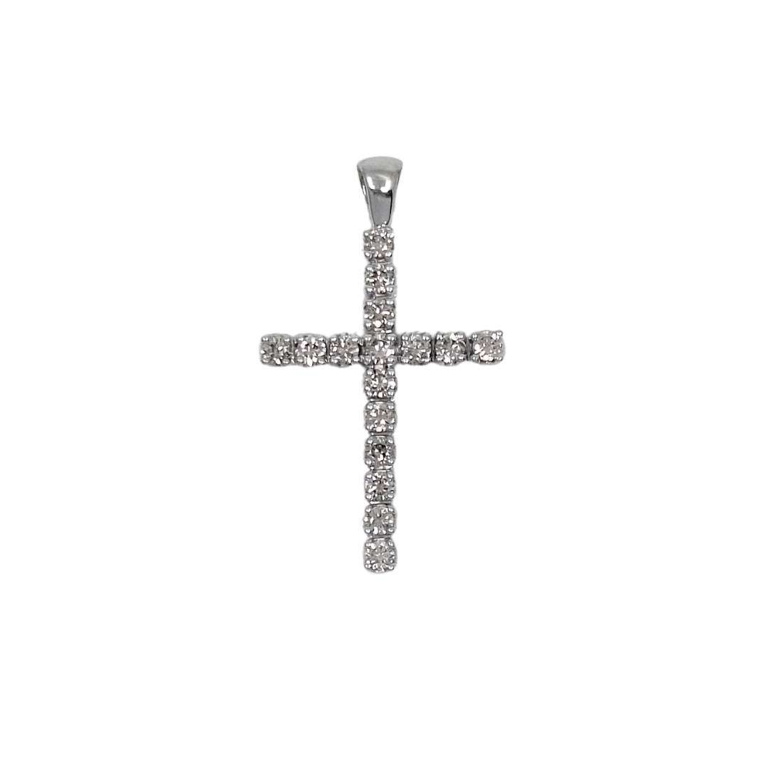 9ct White Gold Diamond Cross