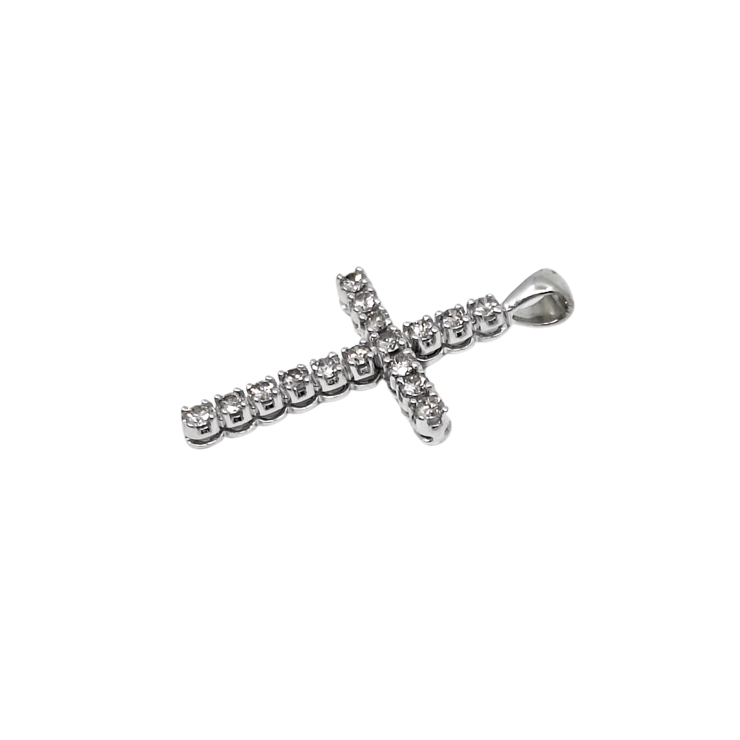 9ct White Gold Diamond Cross