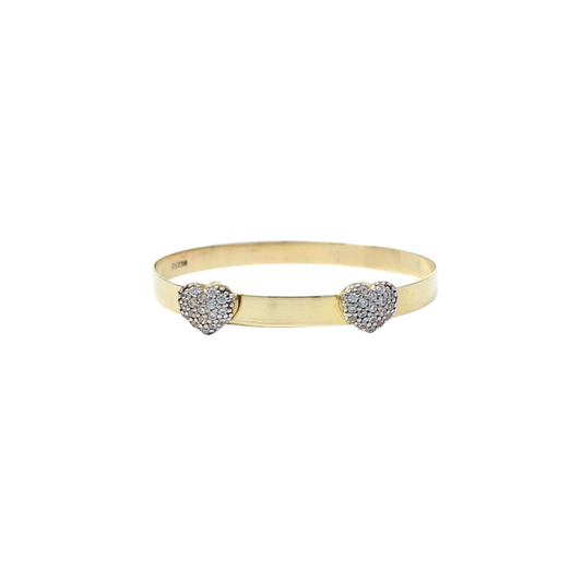 9ct Yellow Gold CZ Baby Heart Expanding Bangle