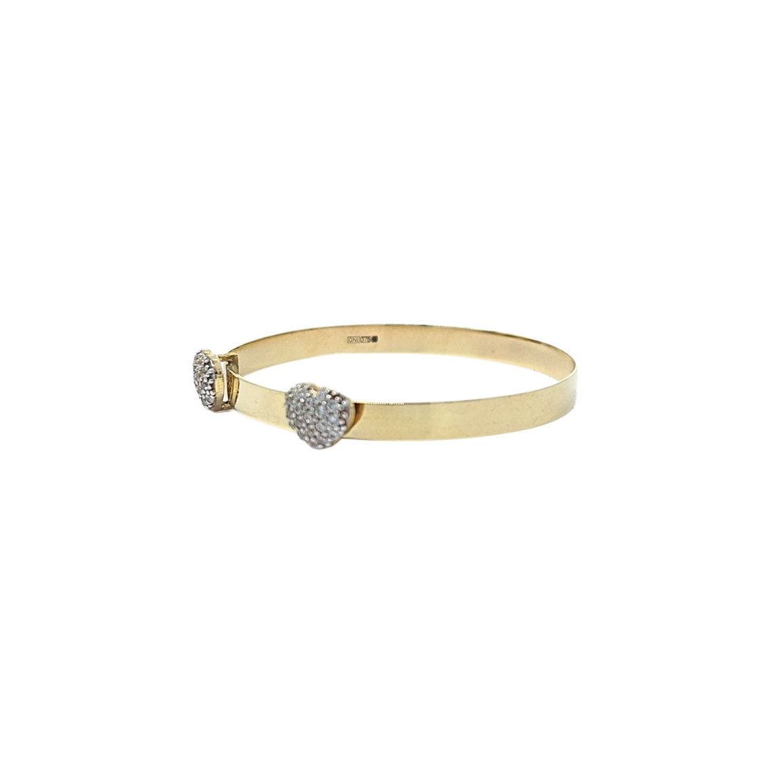 9ct Yellow Gold CZ Baby Heart Expanding Bangle