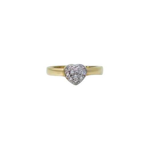 9ct Yellow Gold Children's Heart CZ Ring