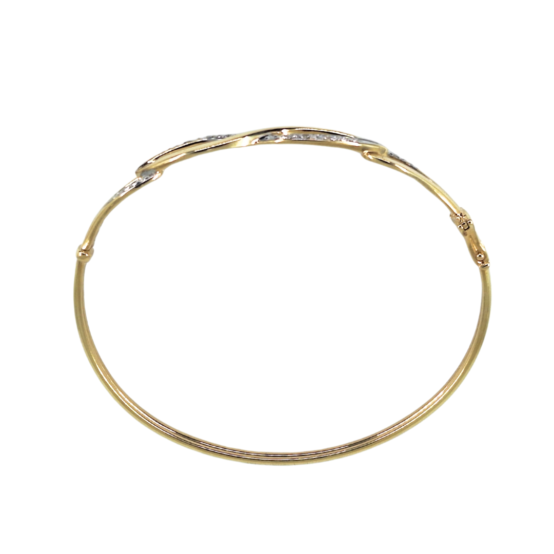 9ct Yellow Gold Diamond Twisted Bangle