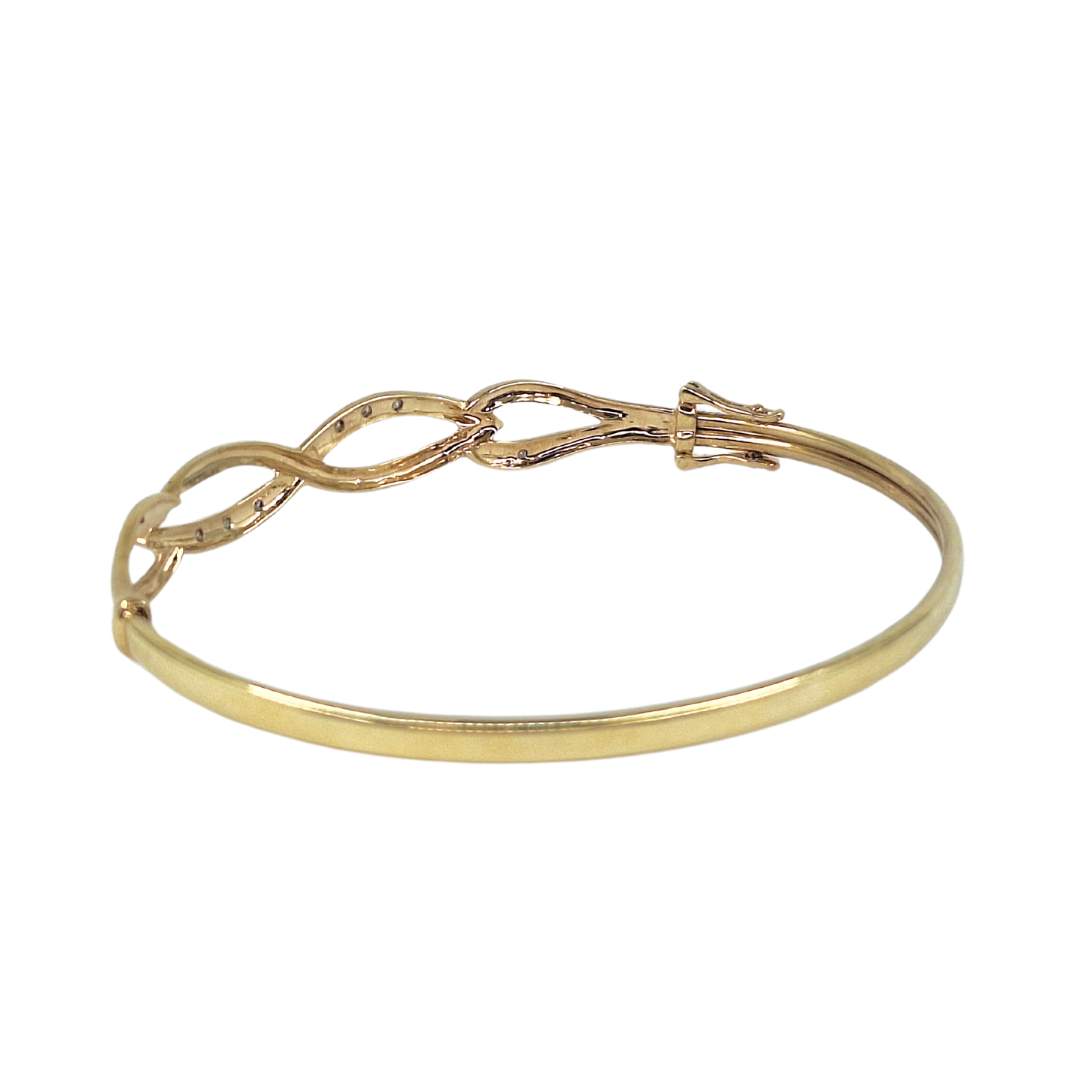 9ct Yellow Gold Diamond Twisted Bangle