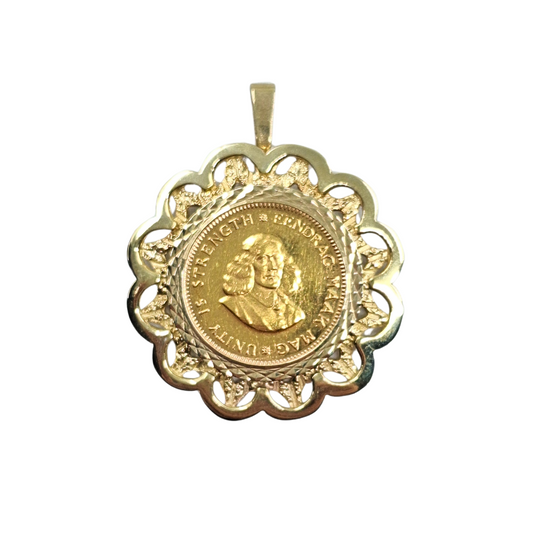 9ct/22ct Yellow Gold 1 Rand Coin Pendant 1979