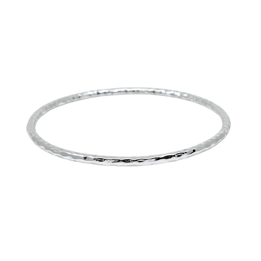 Silver Round Textured Bangle