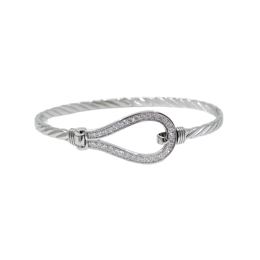 Silver & CZ Hook Bangle