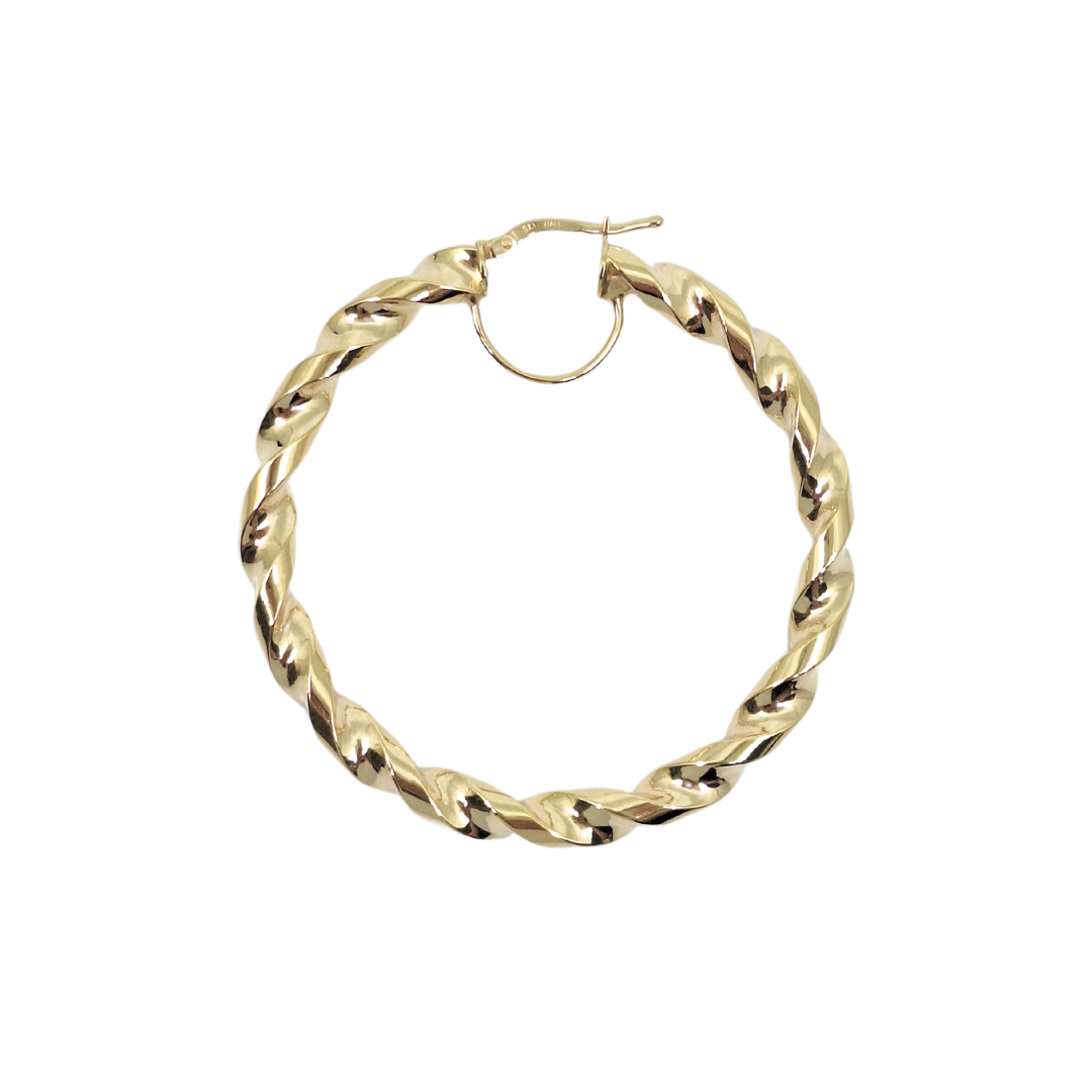 9ct Yellow Gold Medium Twist Hoop Earrings