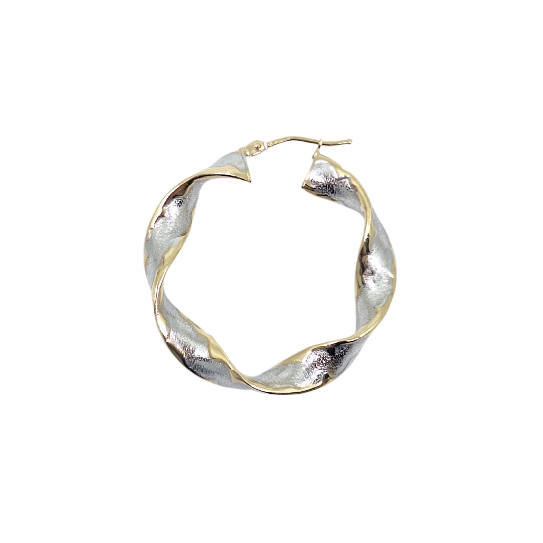 9ct Yellow & White Gold Twist Hoop Earrings