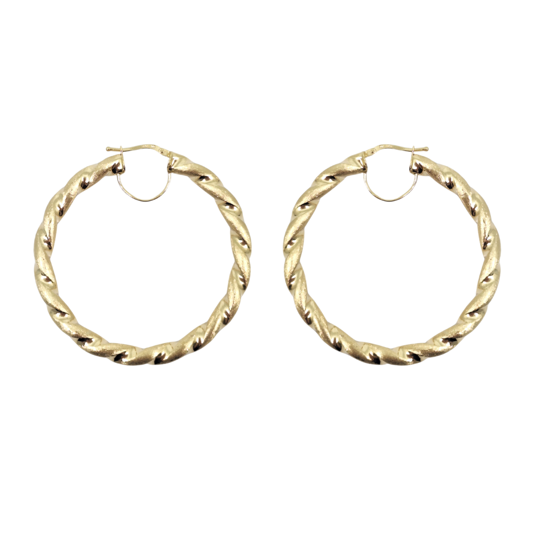 9ct Yellow Gold Medium Twist Hoop Earrings