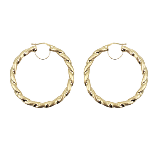 9ct Yellow Gold Medium Twist Hoop Earrings