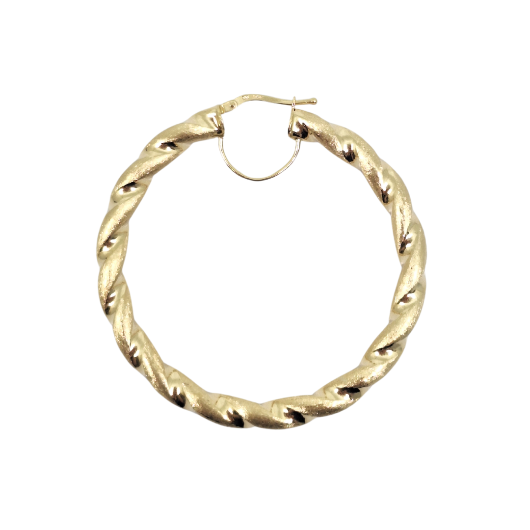 9ct Yellow Gold Medium Twist Hoop Earrings