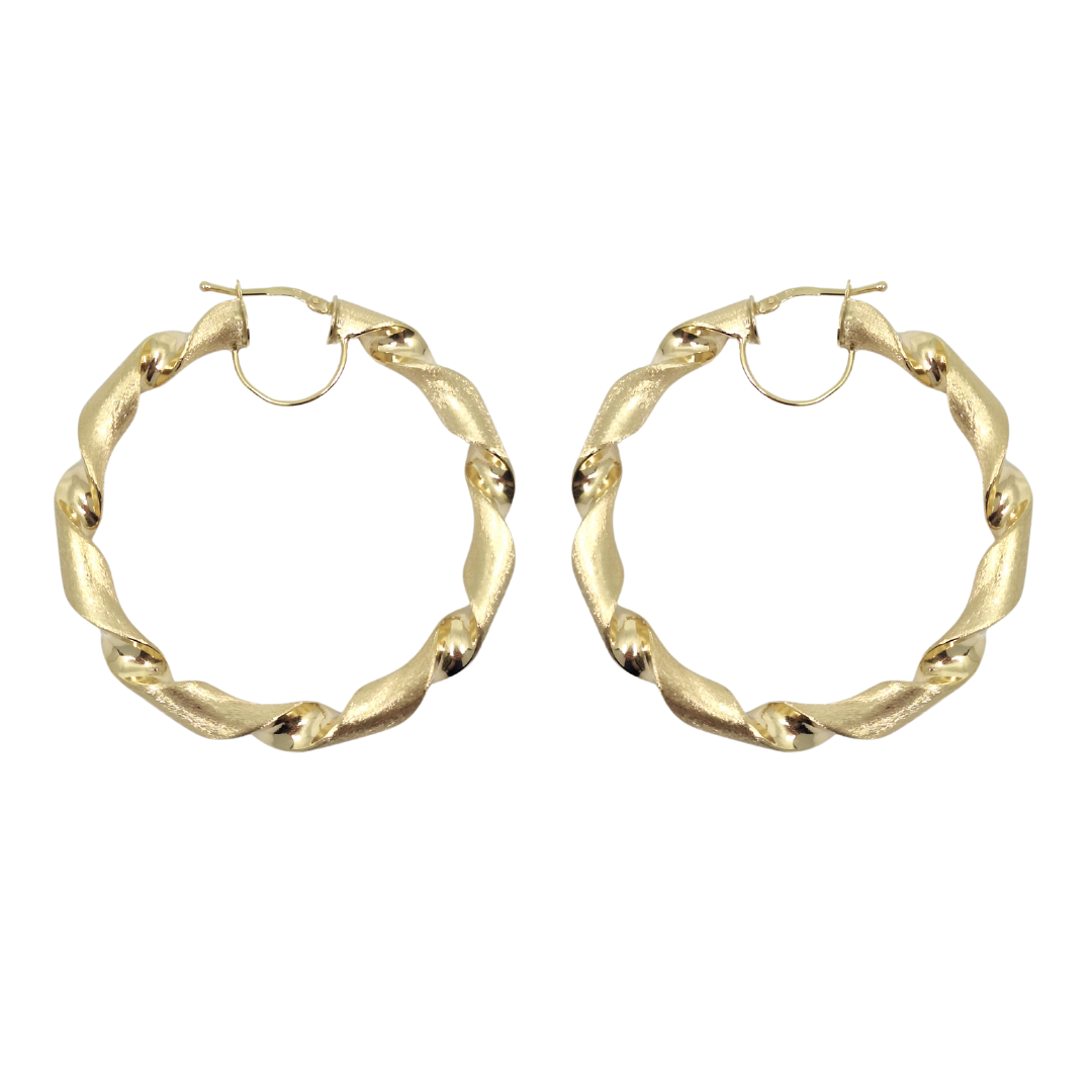 9ct Yellow Gold Medium Twist Hoop Earrings