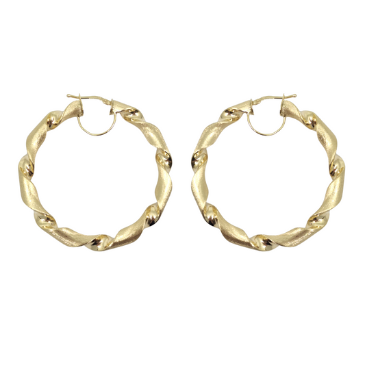 9ct Yellow Gold Medium Twist Hoop Earrings