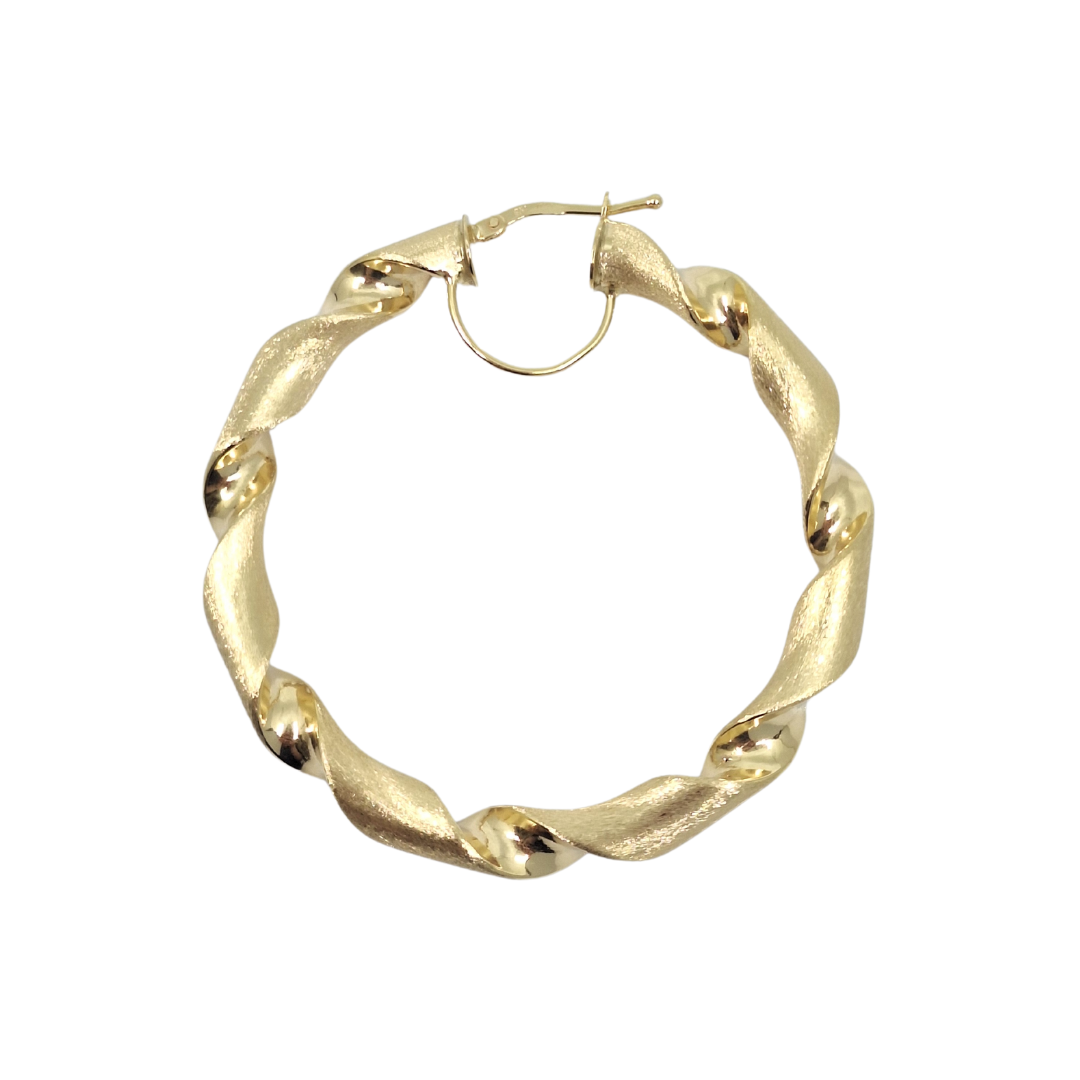 9ct Yellow Gold Medium Twist Hoop Earrings