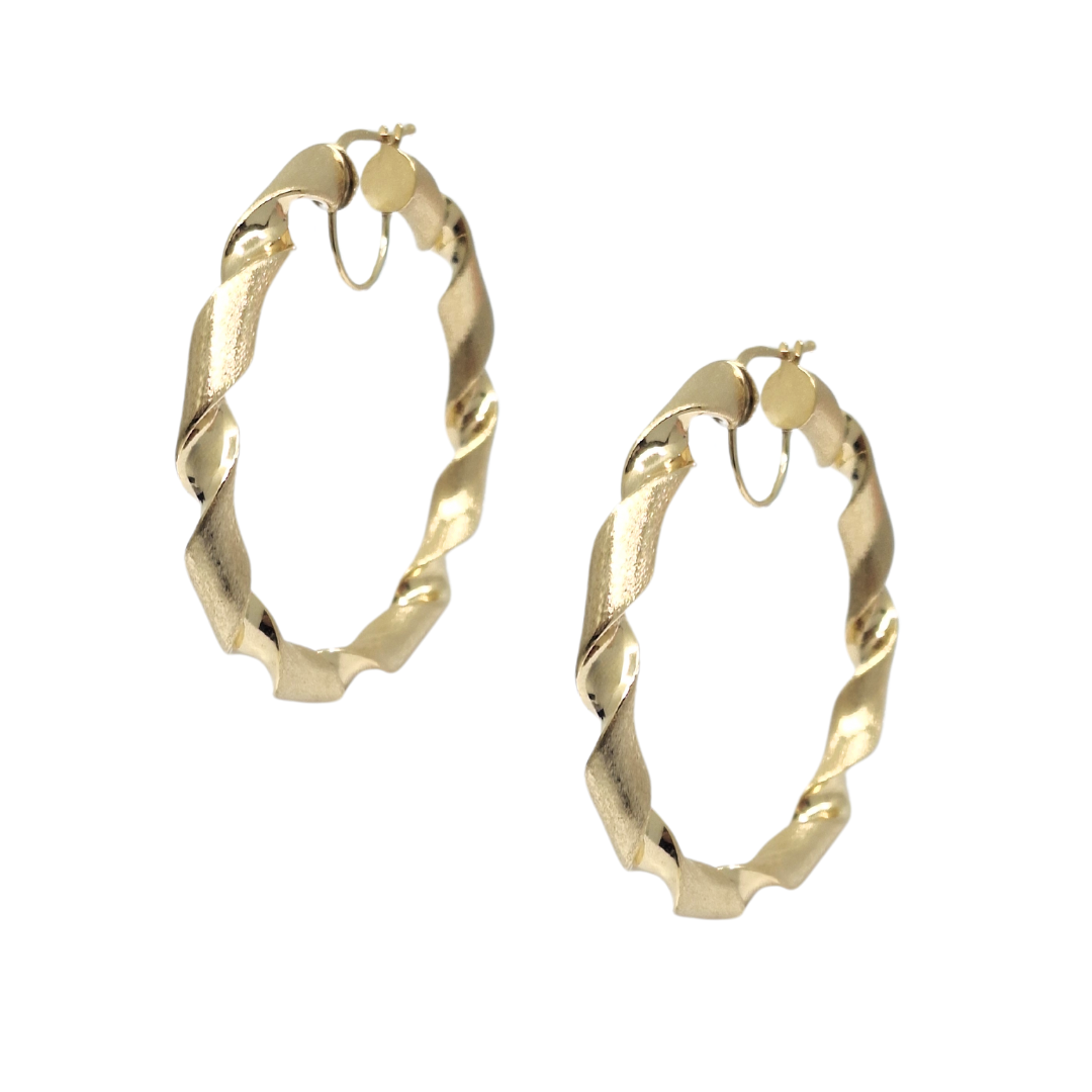 9ct Yellow Gold Medium Twist Hoop Earrings