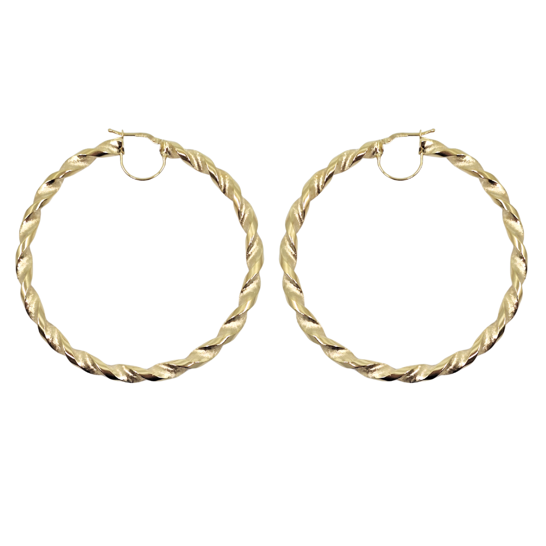 9ct Yellow Gold Large Twist Hoop Earrings