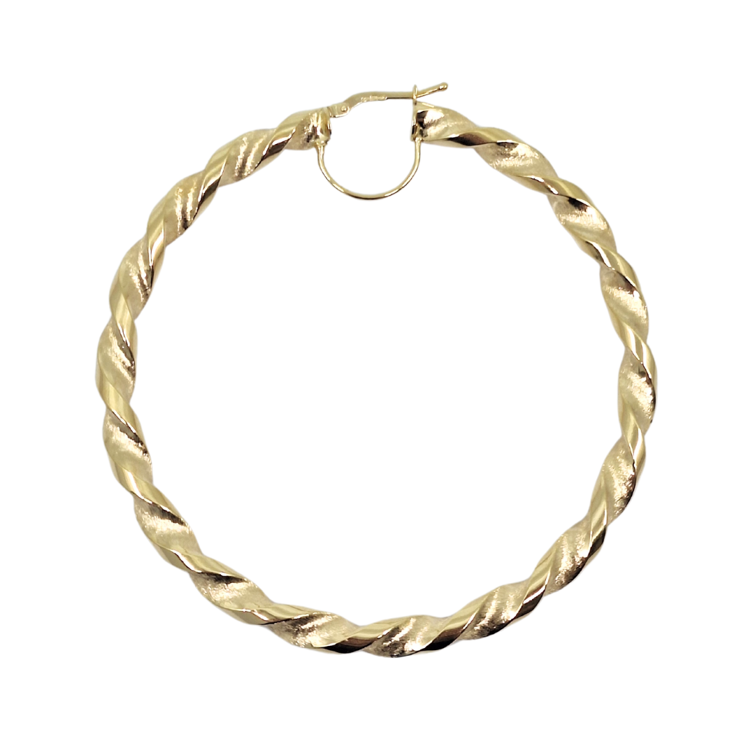 9ct Yellow Gold Large Twist Hoop Earrings