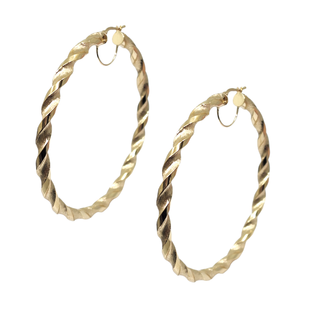 9ct Yellow Gold Large Twist Hoop Earrings