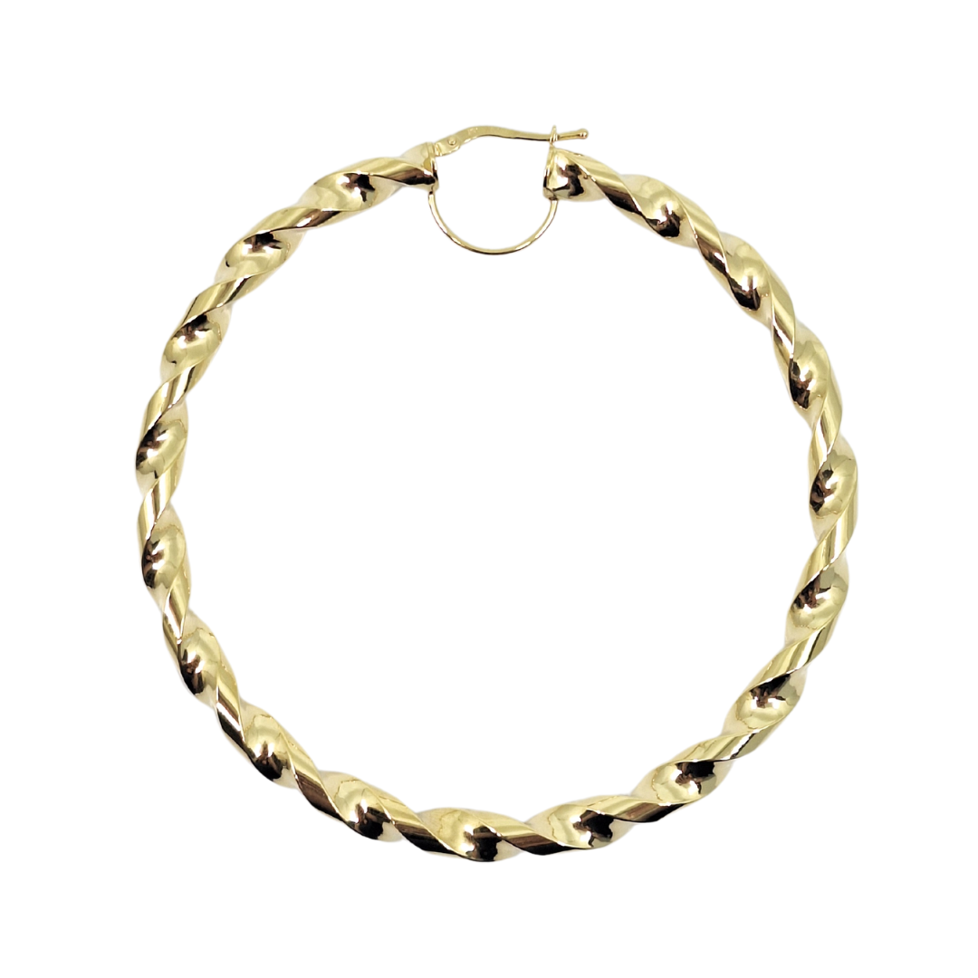 9ct Yellow Gold Large Twist Hoop Earrings