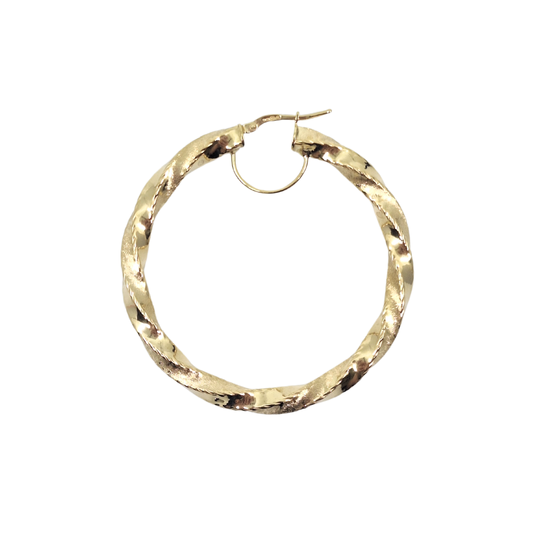 9ct Yellow Gold Medium Twist Hoop Earrings