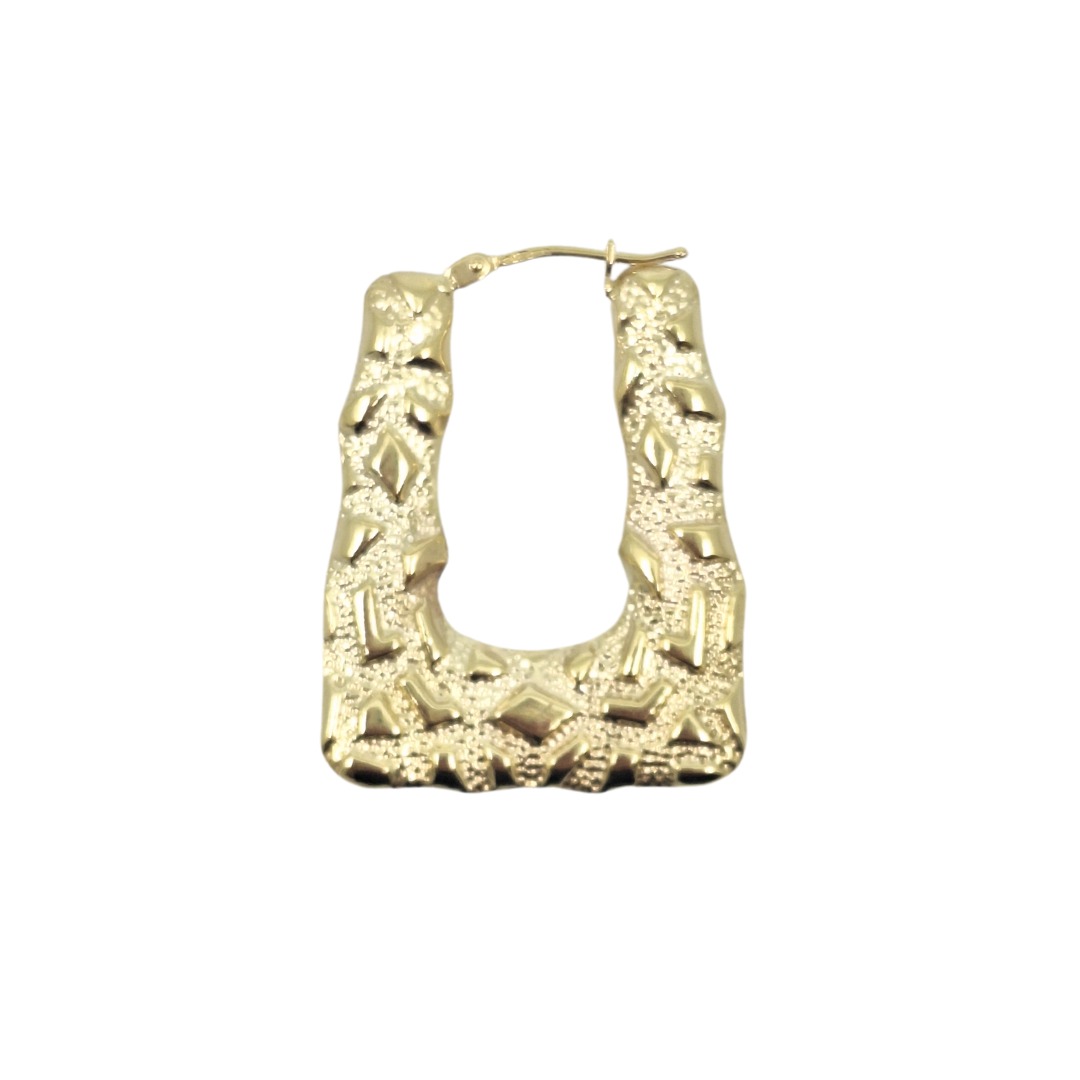 9ct Yellow Gold Textured Creole Earrings