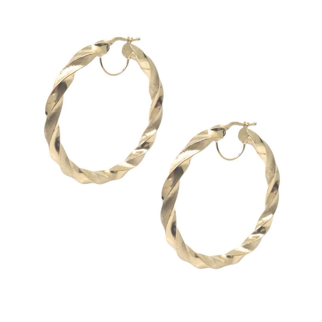 9ct Yellow Gold Medium Twist Hoop Earrings