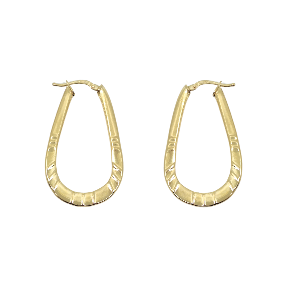 9ct Yellow Gold Patterned Hoop Earrings