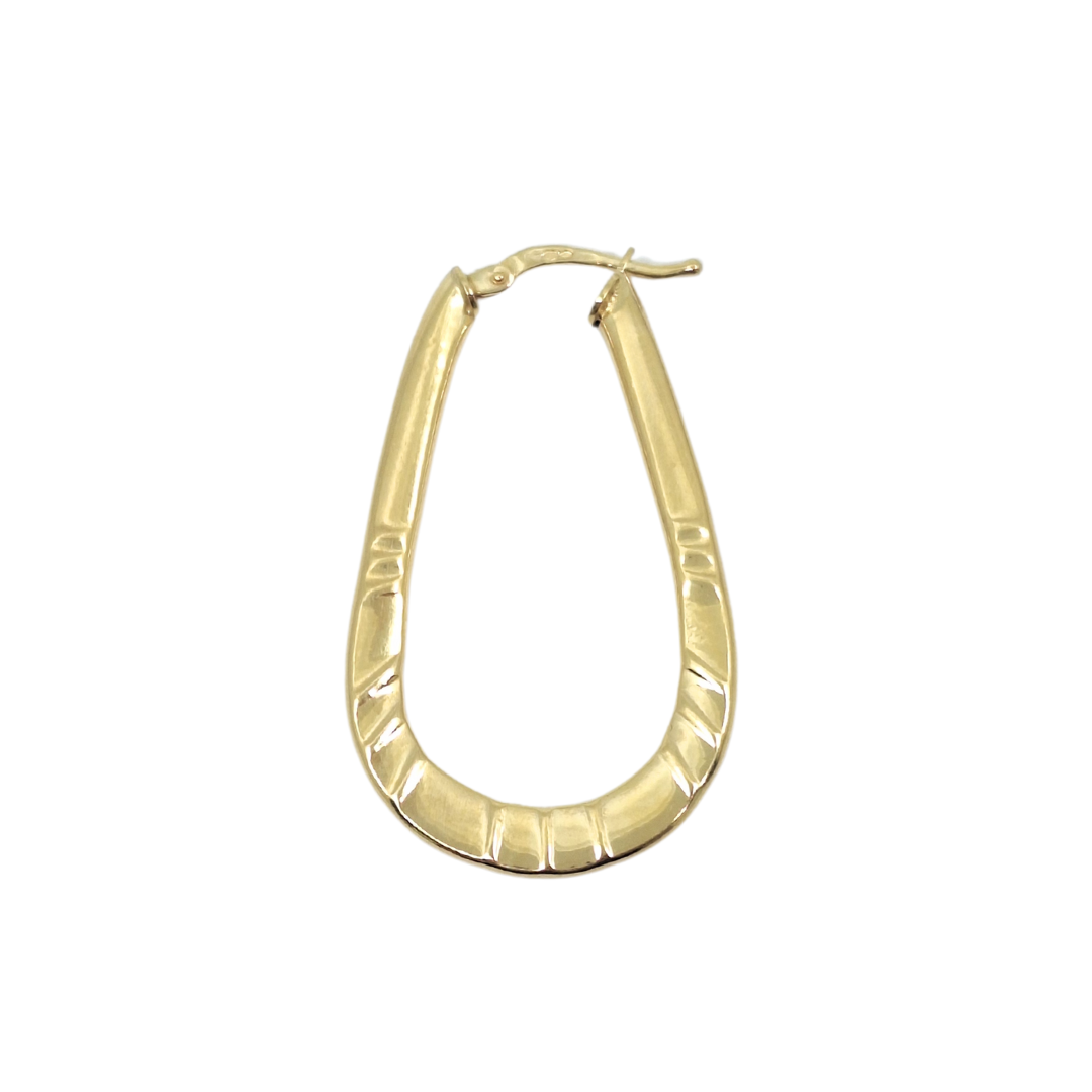 9ct Yellow Gold Patterned Hoop Earrings