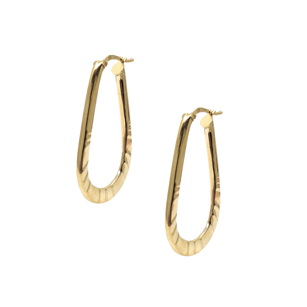 9ct Yellow Gold Patterned Hoop Earrings