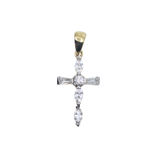 9ct Yellow Gold Cubic Zirconia Cross