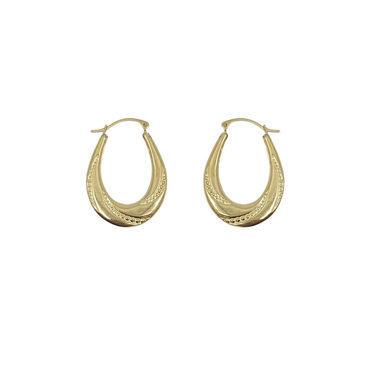 9ct Yellow Gold Oval Creole Earrings
