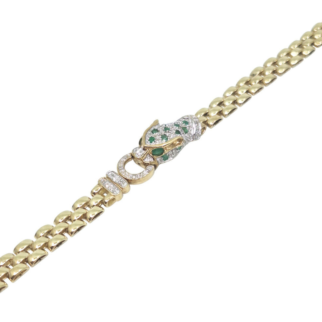 9ct Yellow Gold Emerald & Diamond Panther Set